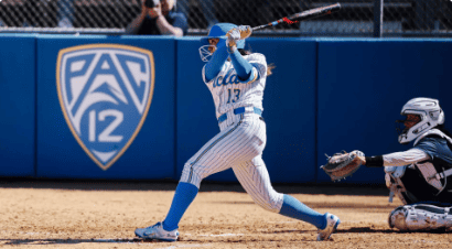 UCLA softball batter in action